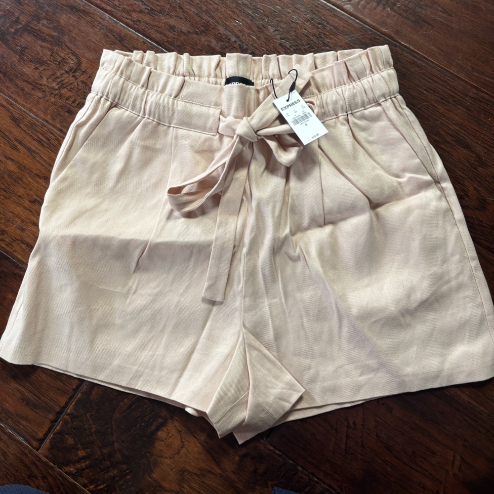 Women's Tan Shorts with Tie Waist
